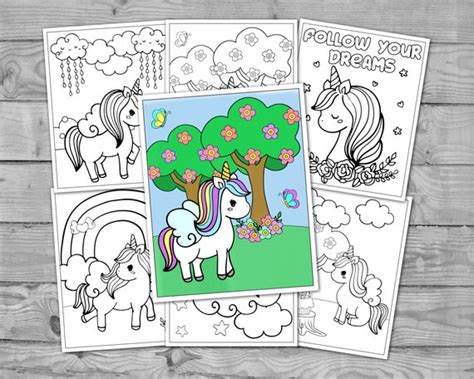 printable unicorn coloring pages  kids unicorn activity etsy