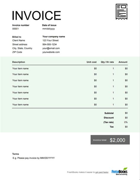 printable invoice template   send  minutes