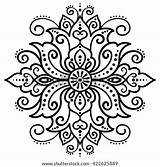 Vector Mandala Abstract Lotus Outline Floral Coloring Tattoo Book Henna Element East Illustration Plant Natalia Ornament Shutterstock Portfolio Stencil Doodle sketch template