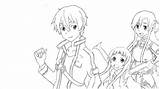 Coloring Sword Pages Kirito Asuna Sao Anime Drawings Line Visit Contains Lavishly Pioneering Web Popular sketch template