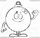 Mascot Ornament Waving Christmas Clipart Cartoon Thoman Cory Outlined Coloring Vector 2021 sketch template