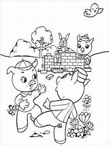 Pigs Coloring Little Three Pages Color Third Playing Working While Recommended Printable sketch template