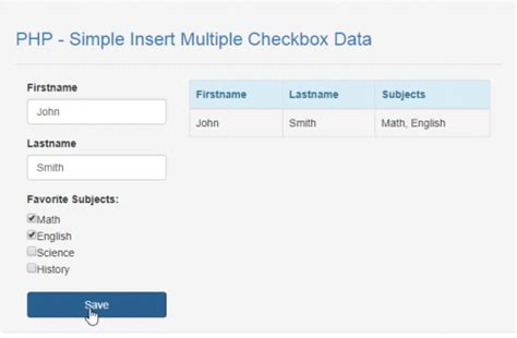 php simple insert multiple checkbox data free source code and tutorials