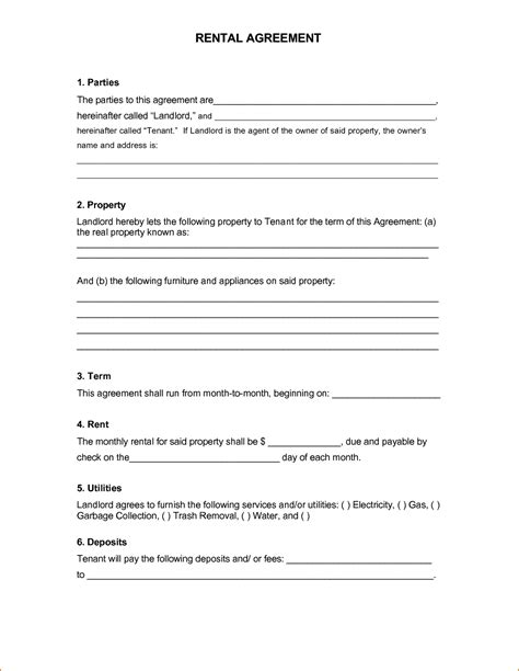 blank fillable rental lease form printable forms