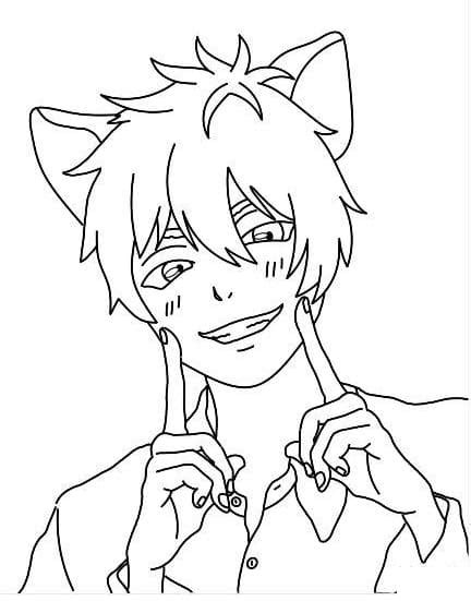 anime cat boy faerbung seite kostenlose druckbare malvorlagen fuer kinder