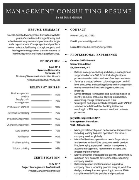 management consulting resume template