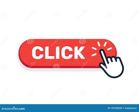 bouton de cliquez ici avec licne de main symbole de curseur de signe de web de clic de vecteur