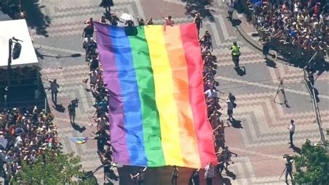 video lgbtq pride marches marked by protests across the u s abc news