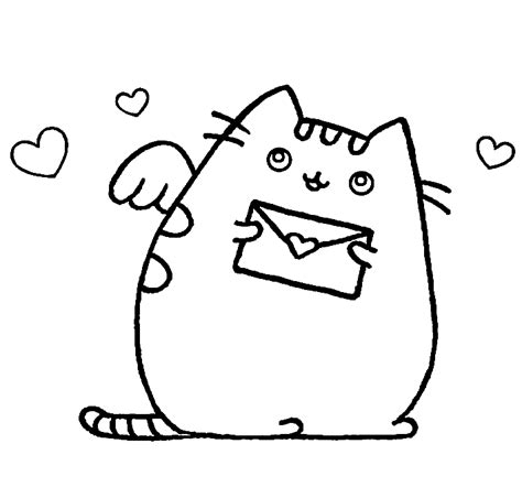 pusheen  love letter coloring page  printable coloring pages