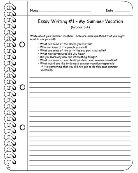 paragraph frame summer vacation worksheets 99worksheets
