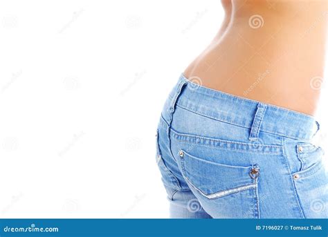 fit woman wearing blue jeans stock image image of diet belly 7196027