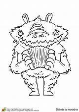 Monstre Colorier Poilu Monstres Accordéon Joue Hugolescargot Coloriages sketch template