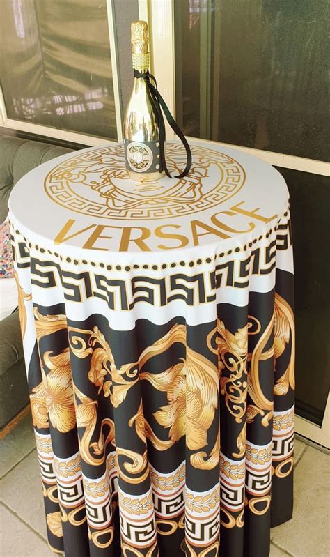 custom versace themed table cloths  champagne bottle