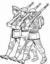 Veterans Coloring Pages Soldiers Marching Clipart Ww2 Soldier Printable Military Kids Army Drawings Easy Happy Template Cliparts Ww1 Color Thank sketch template