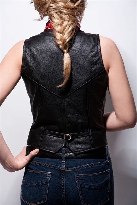 womens leather  neck vest lissa hill leather