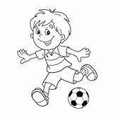 Pallone Jugando Colorare Ragazzo Nino Balon Animado Gioca Stadium Ball Kicking Kids Fútbol Svg Profilo Fumetto Outline Vectores sketch template