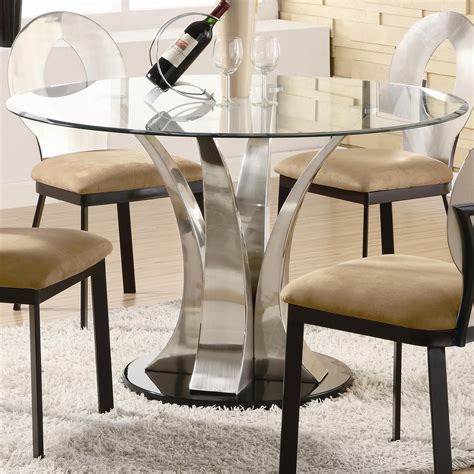 Round Glass Top Dining Table Wood Base Round Glass Dining Room Table