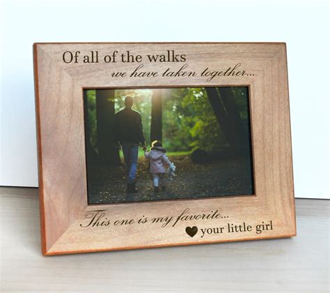personalized engraved wood picture frame gift  dad etsy