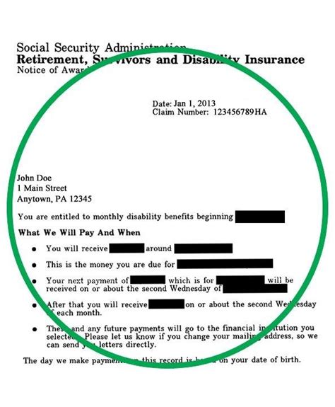 social security award letter  photo letter template word