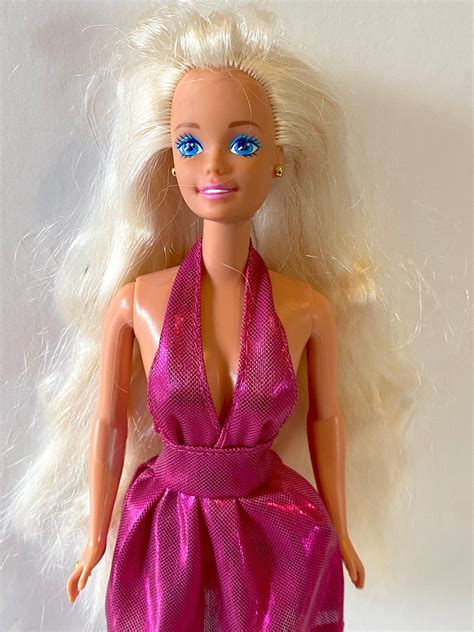 vintage 1990 s mattel blonde barbie doll super long hair etsy