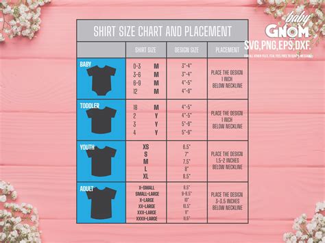 shirt size chart  placement svg  shirt size chart svg
