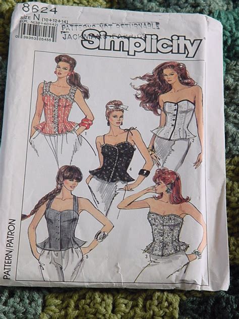bustier simplicity 8624 top sewing pattern size n 10 12 14 no 225