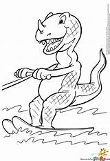 Dinosaur Wakeboard Skiing sketch template