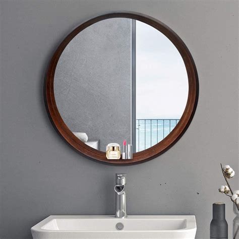 lqy bathroom mirror solid wood  vanity mirror bathroom simple  frame mirror oval mirror