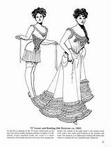Fashion Pages Edwardian Coloring Victorian Corset Vintage Historical Late Fashions Dress Colouring Epoque Choose Board sketch template