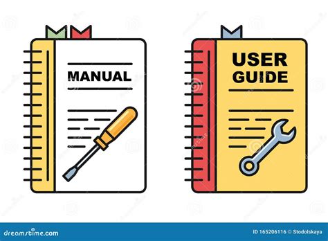 user guide book manual  instructions icons spiral book stock