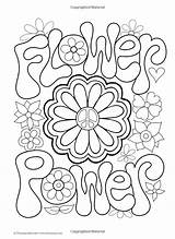 Coloring Book Pages Funky Flower Hippie Printable Sheets Power Designs Adult Books Peace Choose Board sketch template