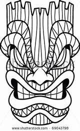 Tiki Mask Coloring Pages Vector Clip Line Hawaiian Clipart Stock Head Drawing Totem Faces Printable Masks Shutterstock Google Hawaii Template sketch template