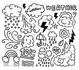 Weather Grunge Drawing Coloring Pages Kids Hand Spring Printable Cold Color Windy Hot Icons Set Rain Colouring Drawings Sheets Stock sketch template