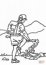 Colorir Ausmalbilder Hiking Colorare Viagem Acampamento Scouts Lagerfeuer Falò Disegni Falo sketch template