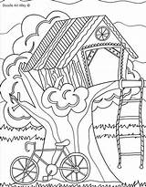 Coloring Pages Treehouse Summer Doodle House Sheets Colouring Tree Color August Trees Adults Adult Hut Fun Alley Camping Treehouses Drawings sketch template