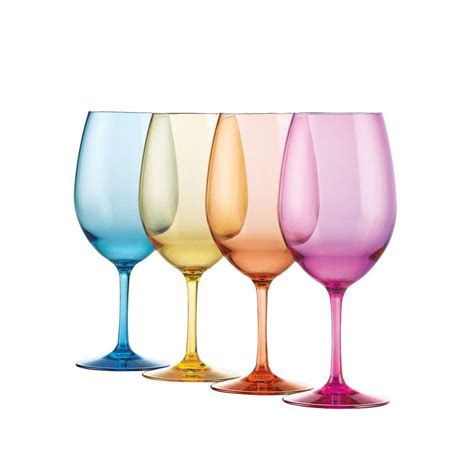 Wine Enthusiast 20 Oz Indoor Outdoor Mixed Color Wine Glasses 766 11