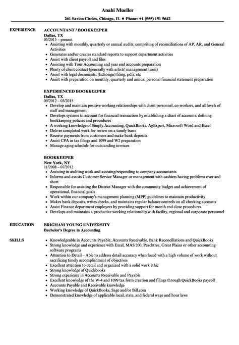 bookkeeper resume sample summary db excelcom