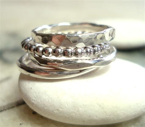 sterling silver stacking ring set of four custom made textured
