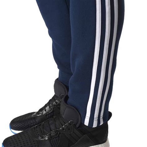 adidas essentials  stripes tapered fleece pants blue traininn