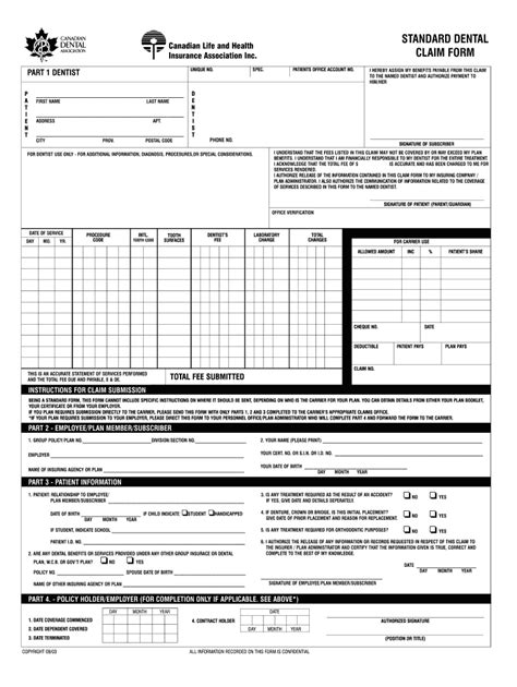 canada standard dental claim form   fill  sign printable