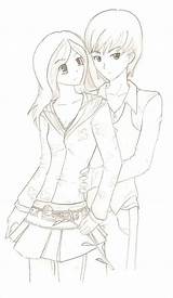 Anime Couple Coloring Cute Pages Couples Template Drawings Templates Deviantart Cuddling Pencil Pdf Colouring sketch template