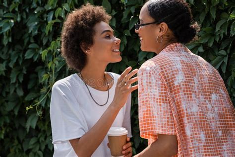 Happy African American Lesbian Woman In Stock Image Image Of Outside