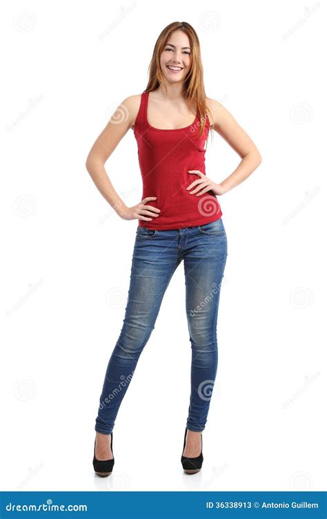 Front View Of A Beautiful Standing Woman Model Posing Stock Image