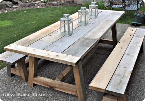 reclaimed wood outdoor dining table  benches