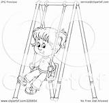 Swing Girl Outline Coloring Little Clipart Illustration Royalty Rf Bannykh Alex sketch template