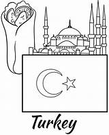 Flag Coloring Turkey Pages Sheet Flags Kebab Country Printable Color Print Topcoloringpages Children Mosque Kids sketch template