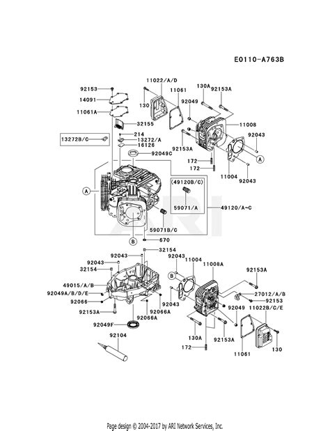 kawasaki fxv cs  stroke engine fxv parts diagram  cylindercrankcase