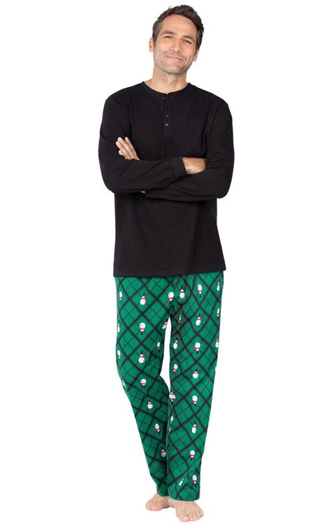 Snowman Argyle Henley Men S Pajamas In Flannel Pajamas For Men