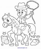Coloring Cowboy Horse Book Kids Pdf sketch template