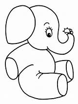 Elephant Outline Baby Easy Coloring Kids Library Clipart Clip Animals Pages sketch template